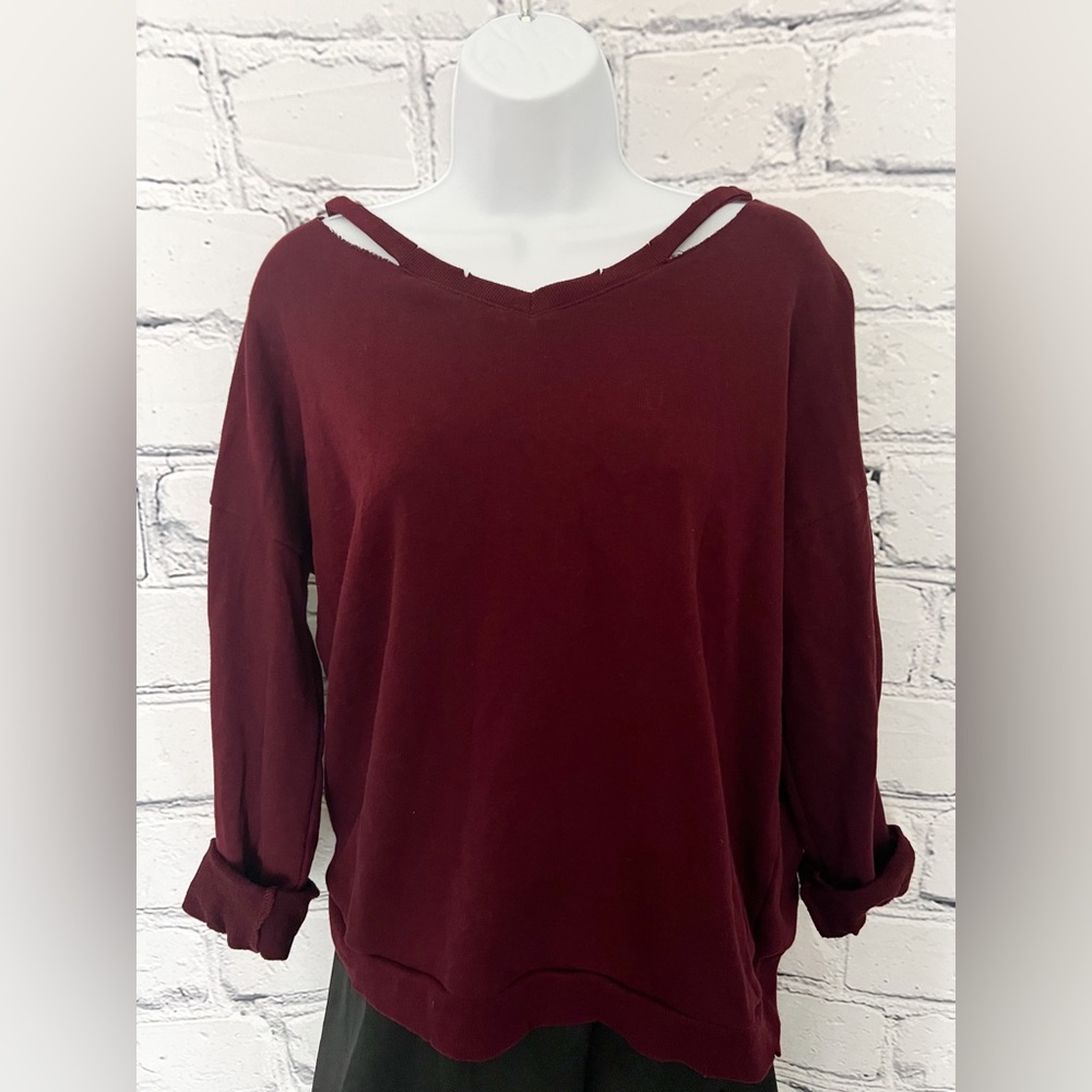 Distressed Maroon Pullover